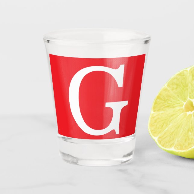 Vaso De Chupito Initial Letter Monogram Red White Plain Simple (Anverso)