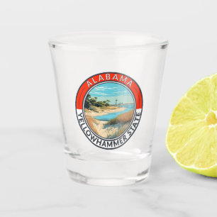 Vaso De Chupito Insignia de arte de viaje de Alabama