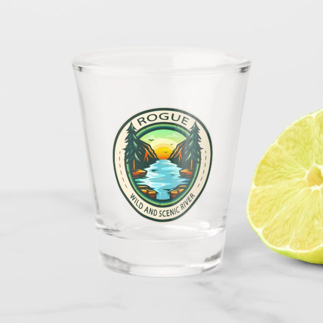 Vaso De Chupito Insignia de río salvaje y escénica (Anverso)