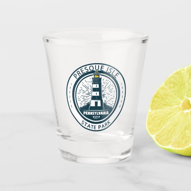 Vaso De Chupito Insignia del Parque Estatal Presque Isle Pennsylva (Anverso)