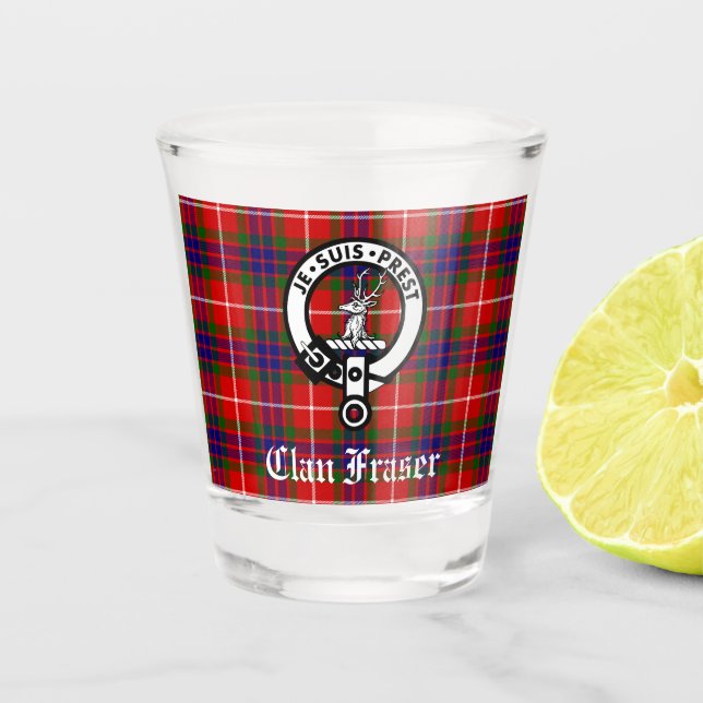 Vaso De Chupito Insignia Escudo de Clan Fraser y Tartán (Anverso)