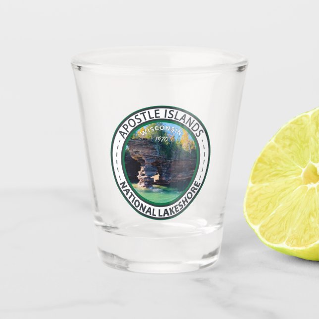 Vaso De Chupito Insignia nacional de las islas Apóstol Lakeshore W (Anverso)