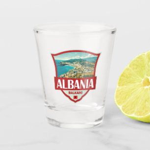 Vaso De Chupito Insignia retro de Ilustracion de Albania