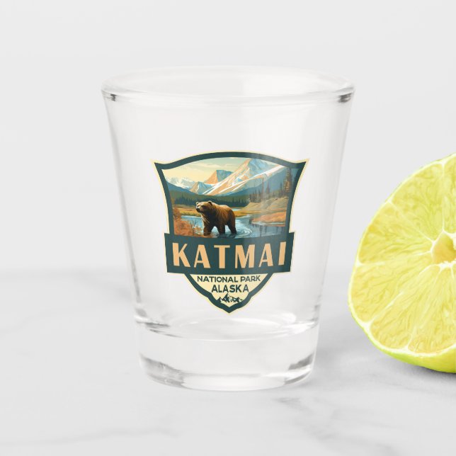 Vaso De Chupito Insignia retro del Ilustracion del Parque Nacional (Anverso)