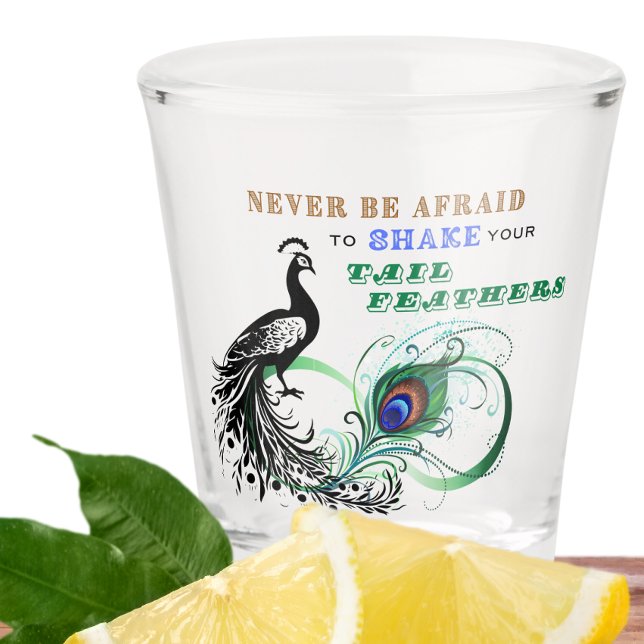 Vaso de chupito inspiracional de plumas de cola (Subido por el creador)