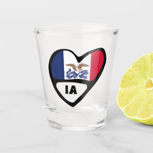 Vaso De Chupito Iowa, La Bandera Estatal IA En El Corazón, Vidrio
