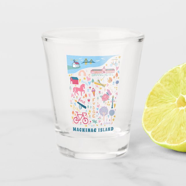 Vaso De Chupito Isla Mackinac Mapa Michigan Cosas Favoritas (Anverso)