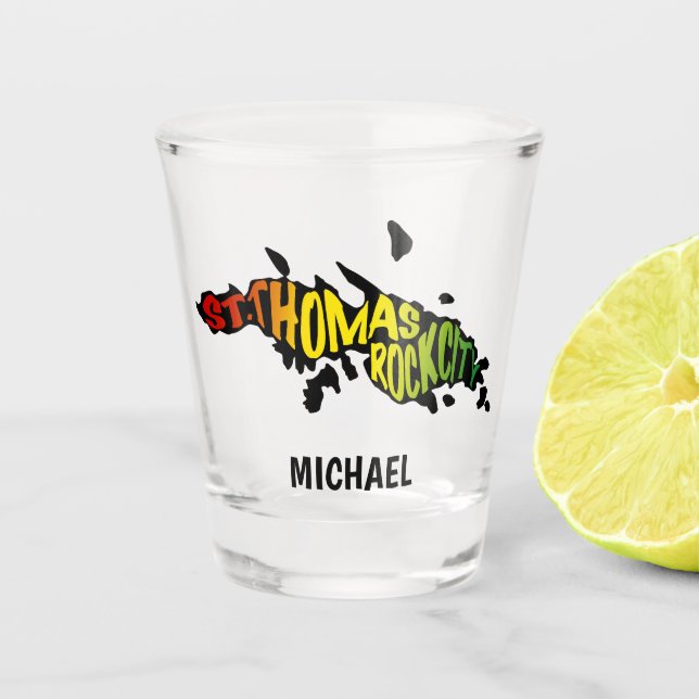 Vaso De Chupito Islas Vírgenes "Rock City" de Santo Tomás (Anverso)