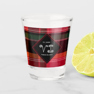 Vaso De Chupito Islas Vírgenes USVI Madras Plaid Personalizado
