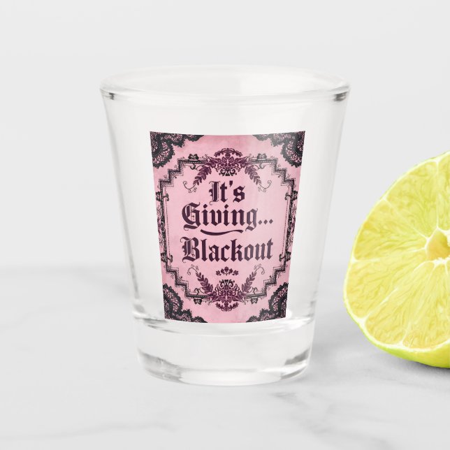 Vaso De Chupito It’s Giving… Blackout | Gothic Pink Shot Glass (Anverso)