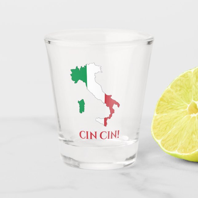 Vaso De Chupito Italia: Mapa italiano de la bandera con vientos en (Anverso)