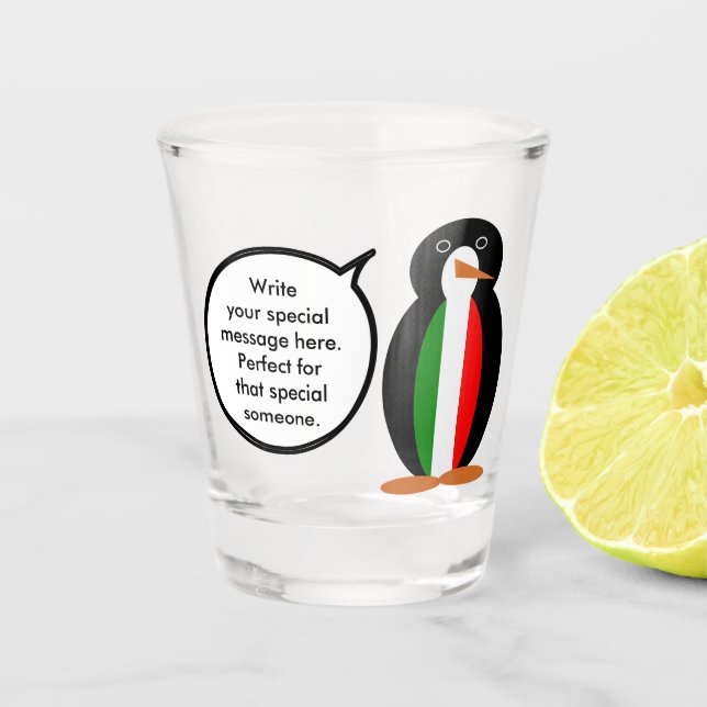 Vaso De Chupito Italian Talking Ms Penguin Personalized  (Anverso)