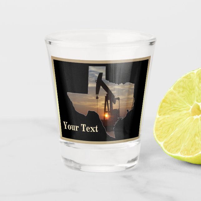 Vaso De Chupito Jack de bombeo de petróleo de Texas con Sunset per (Anverso)