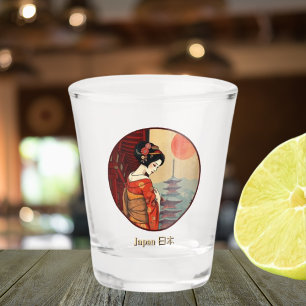 Vaso De Chupito Japón 日 本 maiko geisha pagoda retro