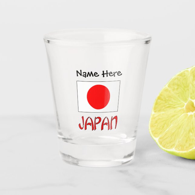 Vaso De Chupito Japón y la bandera japonesa con tu nombre de vidri (Anverso)