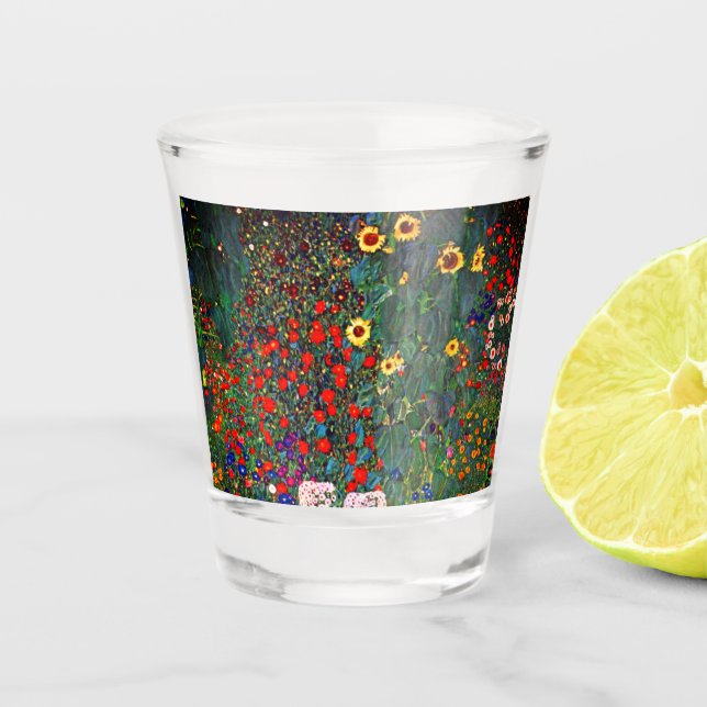 Vaso De Chupito Jardín de flores de Gustav Klimt (Anverso)