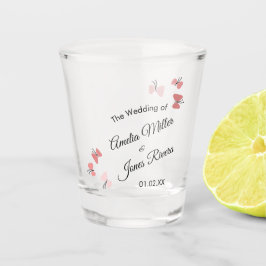 Vaso De Chupito Jardín de mariposas rosadas romántico y sencillo p