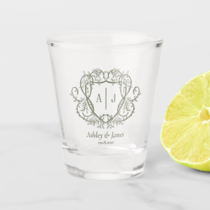 Vaso De Chupito Jardín de Rosas Dispersas Cresta de Monograma Boda