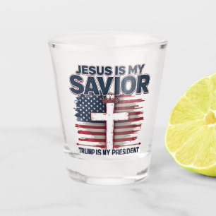 Vaso De Chupito Jesús es mi salvador Trump es mi presidente gracio