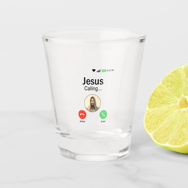 Vaso De Chupito Jesús llama - Graciosa religión cristiana y regalo (Anverso)