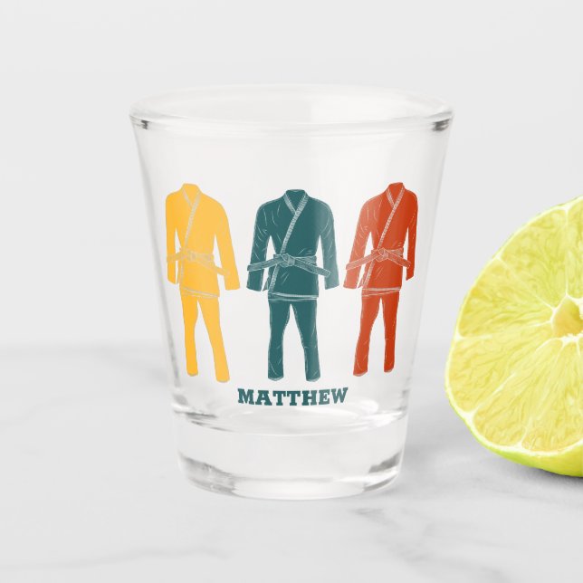 Vaso De Chupito Jiu Jitsu brasileño BJJ Gi uniforme personalizado (Anverso)