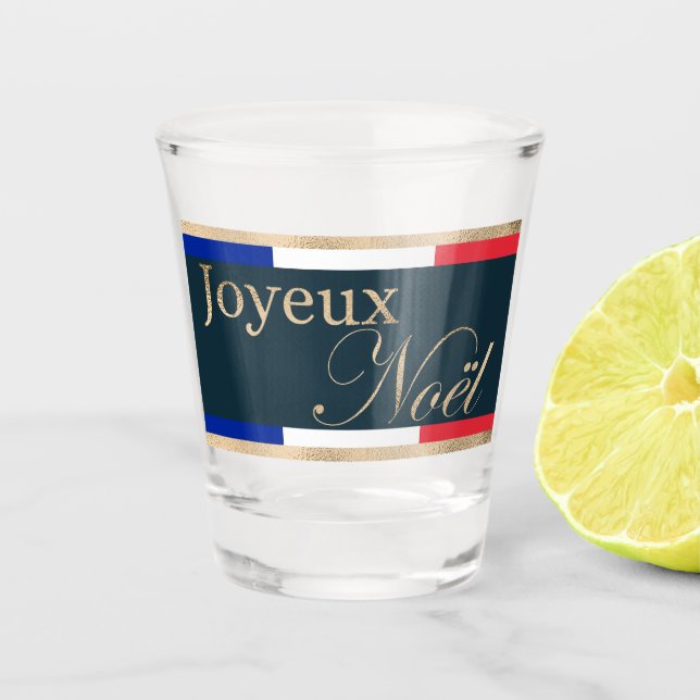 Vaso De Chupito Joyeux Noël Navidades de Bandera Francesa (Anverso)