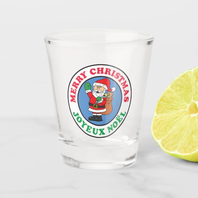 Vaso De Chupito Joyeux Noel Navidades franceses Santa Shot Glass (Anverso)