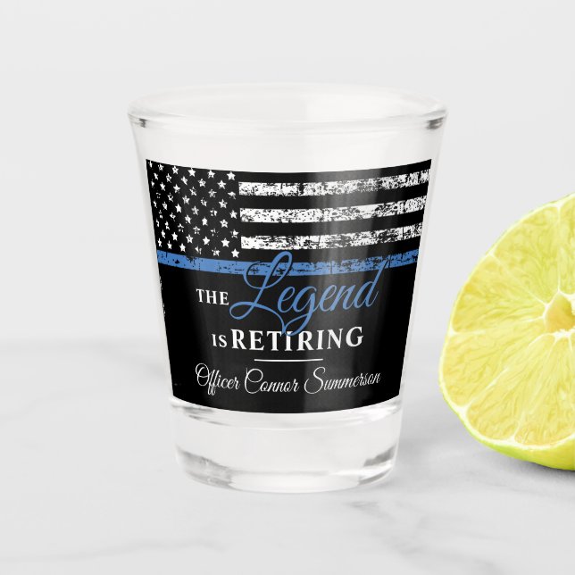 Vaso De Chupito Jubilación policial Bandera estadounidense delgada (Anverso)
