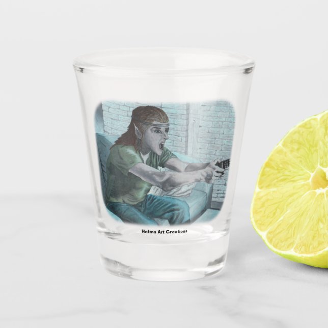 Vaso De Chupito Juego Elf Video Gamer Jefe de la lucha contra la f (Anverso)