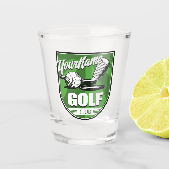 Vaso De Chupito Jugador de Golf Club NAME Pro Golfer Personalizado (Anverso)