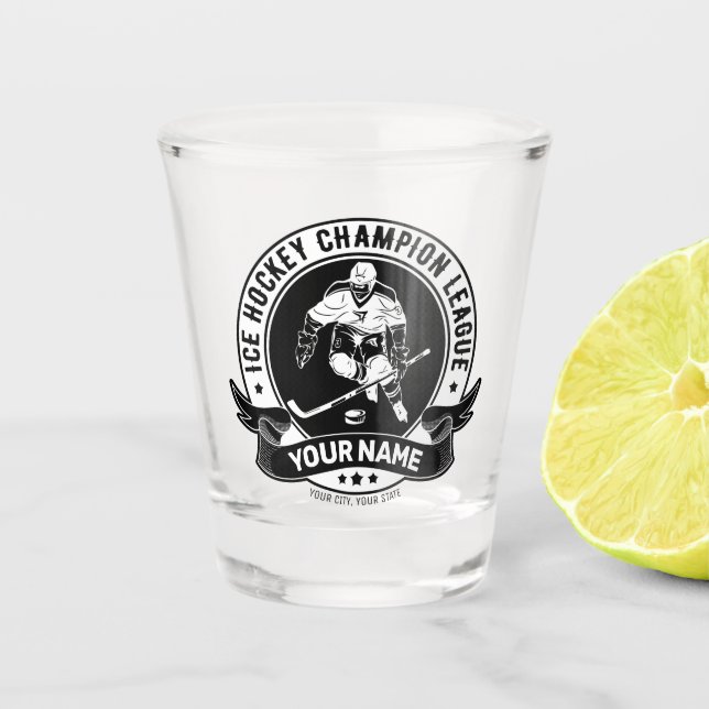 Vaso De Chupito Jugador de hockey sobre hielo personalizado atleta (Anverso)