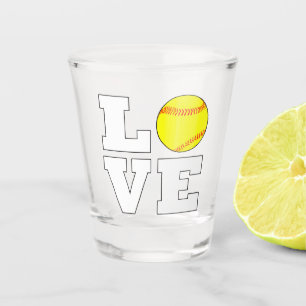 Vaso De Chupito Jugador de la diversión del AMOR del softball de