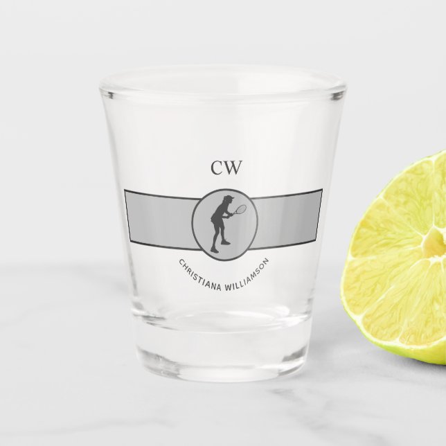 Vaso De Chupito Jugador de tenis Chica regalo Personalizado (Anverso)
