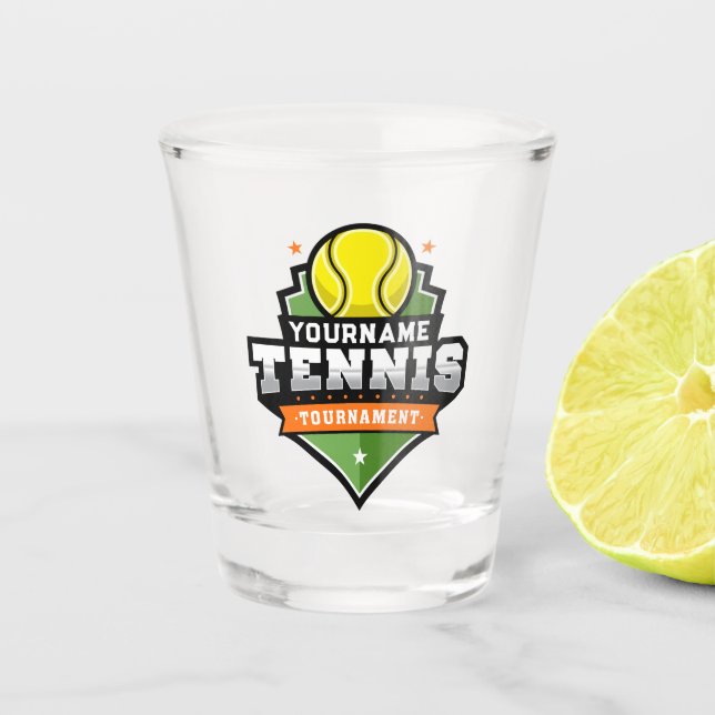Vaso De Chupito Jugador de tenis personalizado NOMBRE Torneo Varsi (Anverso)