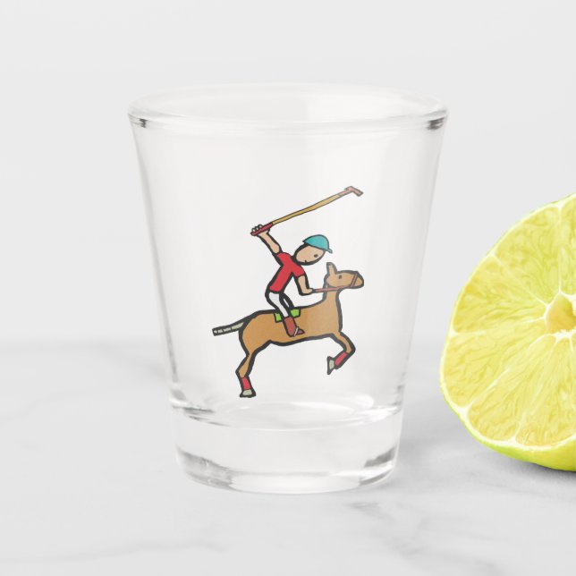 Vaso De Chupito Jugando polo a caballo y jinete (Anverso)