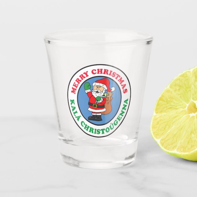 Vaso De Chupito Kala Christougenna Navidades griegos Santa (Anverso)