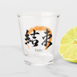 Vaso De Chupito Kanji Kessoku/Unity Japanese Calligraphy