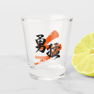 Vaso De Chupito Kanji Yumo/Caligrafía japonesa de la valentía