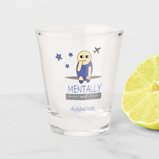 Vaso de Chupito Kawaii Mentalmente en Modo Avión (Anverso)