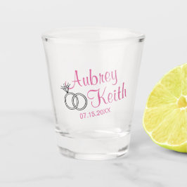 Vaso De Chupito Keepsake shot glass con el nombre de Bride y Groom