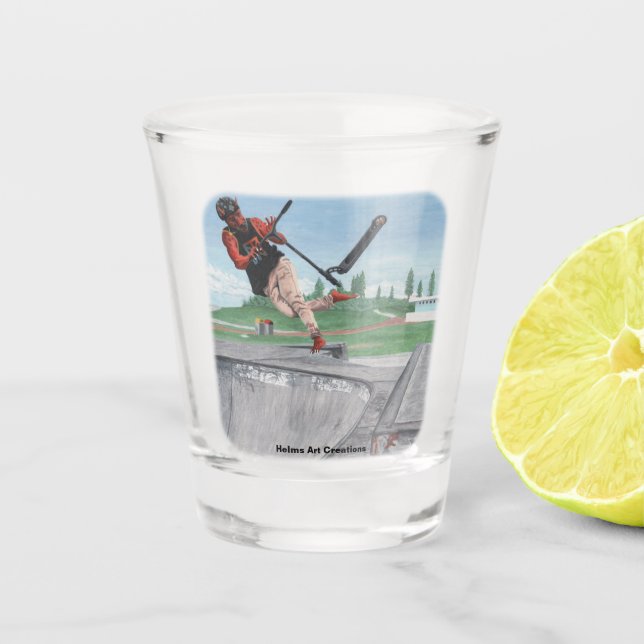Vaso De Chupito Kobold Kick Scooter Tricks Fantasy Art Shot Glass (Anverso)