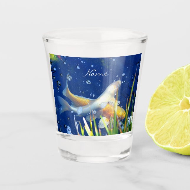 Vaso De Chupito Koi japonés charca azul Thunder_Cove (Anverso)