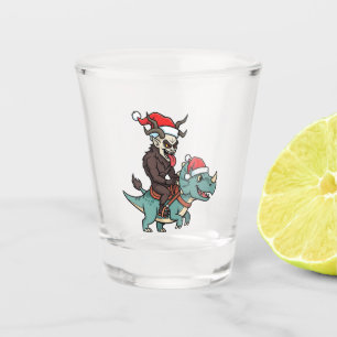 Vaso De Chupito Krampus montando un dinosaurio Santa Navidad Malva