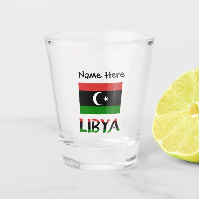 Vaso De Chupito La bandera libia personalizada (Anverso)