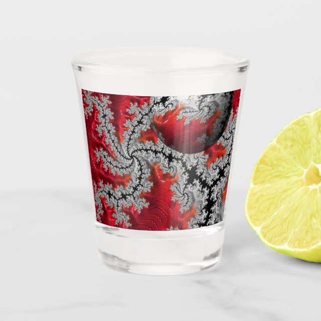 Vaso De Chupito La belleza del vidrio caliente de Mandelbrots (Anverso)