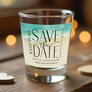 Vaso De Chupito La Caligrafía Tropical Beach Wedding Save The Date