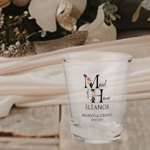 Vaso De Chupito La dama de honor floral neutral del partido de nov