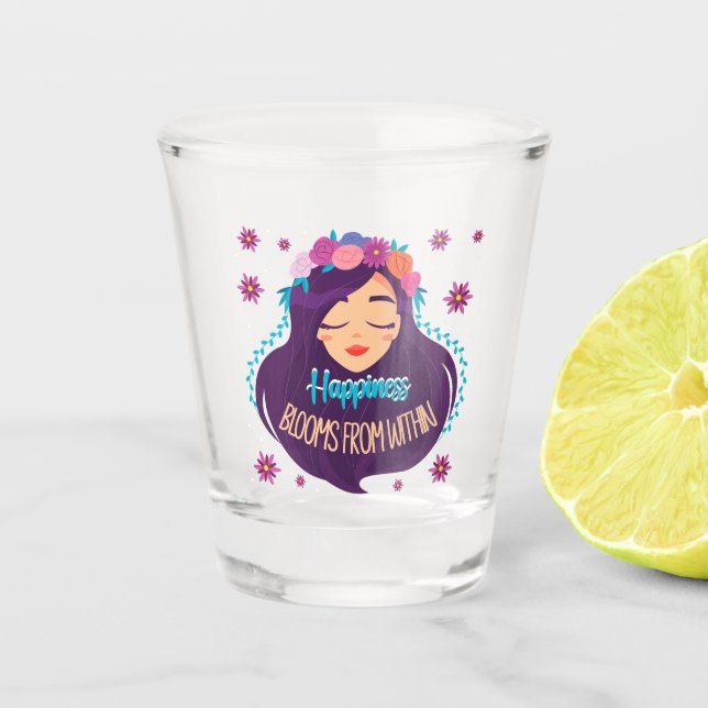 Vaso De Chupito La felicidad florece desde adentro (Anverso)