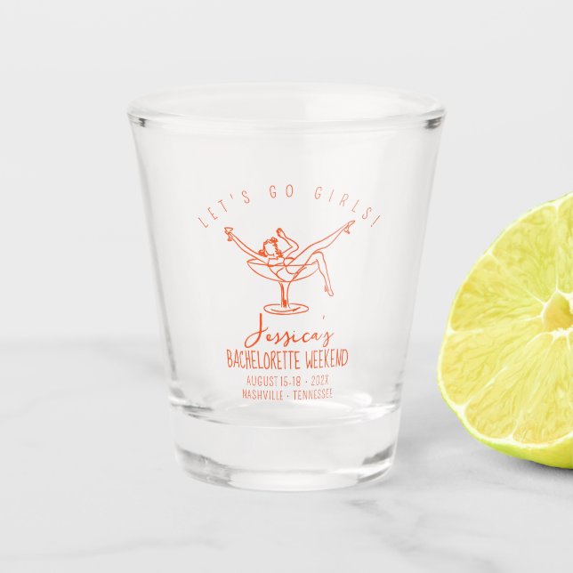 Vaso De Chupito La fiesta de fin de semana de Bachelorette favorec (Anverso)