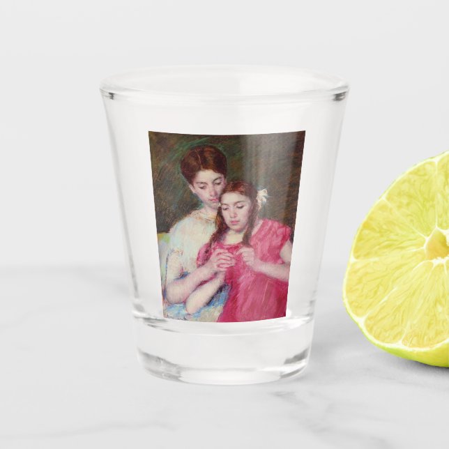 Vaso De Chupito La lección de Crochet (dos hermanas) (Anverso)
